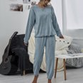 thumbnail image 6 of AOMPMSDX Womens Pajama Sets 1Set Solid Color Flannel Pants Sets Leisure Wear Wear Suit Casual Sleepwear Set Cozy Nightwear Set Blue Nightgowns For Women XL, 6 of 9