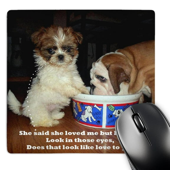 3dRose, English Bulldog and Shih Tzu Puppy, MousePad