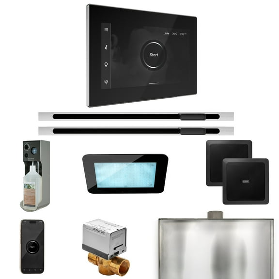 Mr Steam XDream Max Steam Shower Pkg w/iSteamX Control and Linear Steamhead in Black Polished Chrome