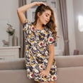 thumbnail image 3 of Fotbe lips record rock Skull Bata de Dormir para Mujer con Estampado, Camisón de Algodón de Manga Corta, Ropa de Dormir Casual, 3 of 6