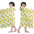 thumbnail image 4 of Yellow Lemon Fruit Slices White Pattern Hooded Bath Towel，60"x35" for Ages 3 To 12 Kids, Quick Dry Lightweight Soft Microfiber Hood Beach Towel Cover Up for Kids, 4 of 7