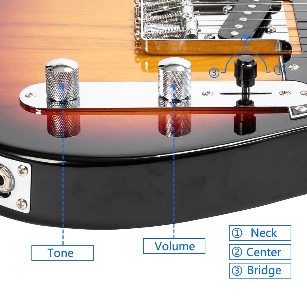 Private Jungle 39" inch Full Beginner Starter kit Maple Fingerboard GTL Electric Guitar SS Hardware Pickup,Sunset Color
