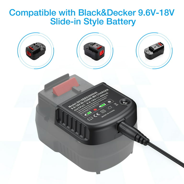 Powerextra 9.6V-18V Multivolt Battery Charger for Black and Decker 7.2V 9.6V 12V 14.4V 18V Ni-MH/Ni-Cd Batteries