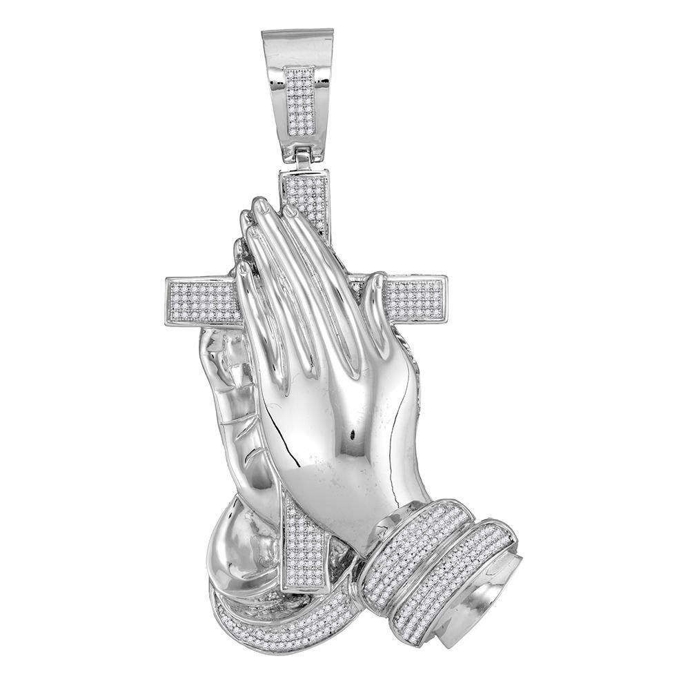 White gold praying hands pendant Clearance