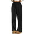thumbnail image 2 of Female Sweatpants Baggy Wide Leg Pants Lounge Comfy Palazzo Joggers with Pockets Black S, 2 of 6