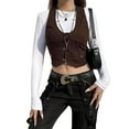 thumbnail image 2 of Nituyy Women's Button Waistcoat Vest Dressy Crop Corset Bustier Racerback Tank Top Punk Streetwear, 2 of 3