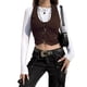 thumbnail image 2 of Txlixc Chalecos cortos irregulares para mujeres, sudaderas de cuello en forma de u sólidas para adultos con botones Txlixc  moda, 2 of 3
