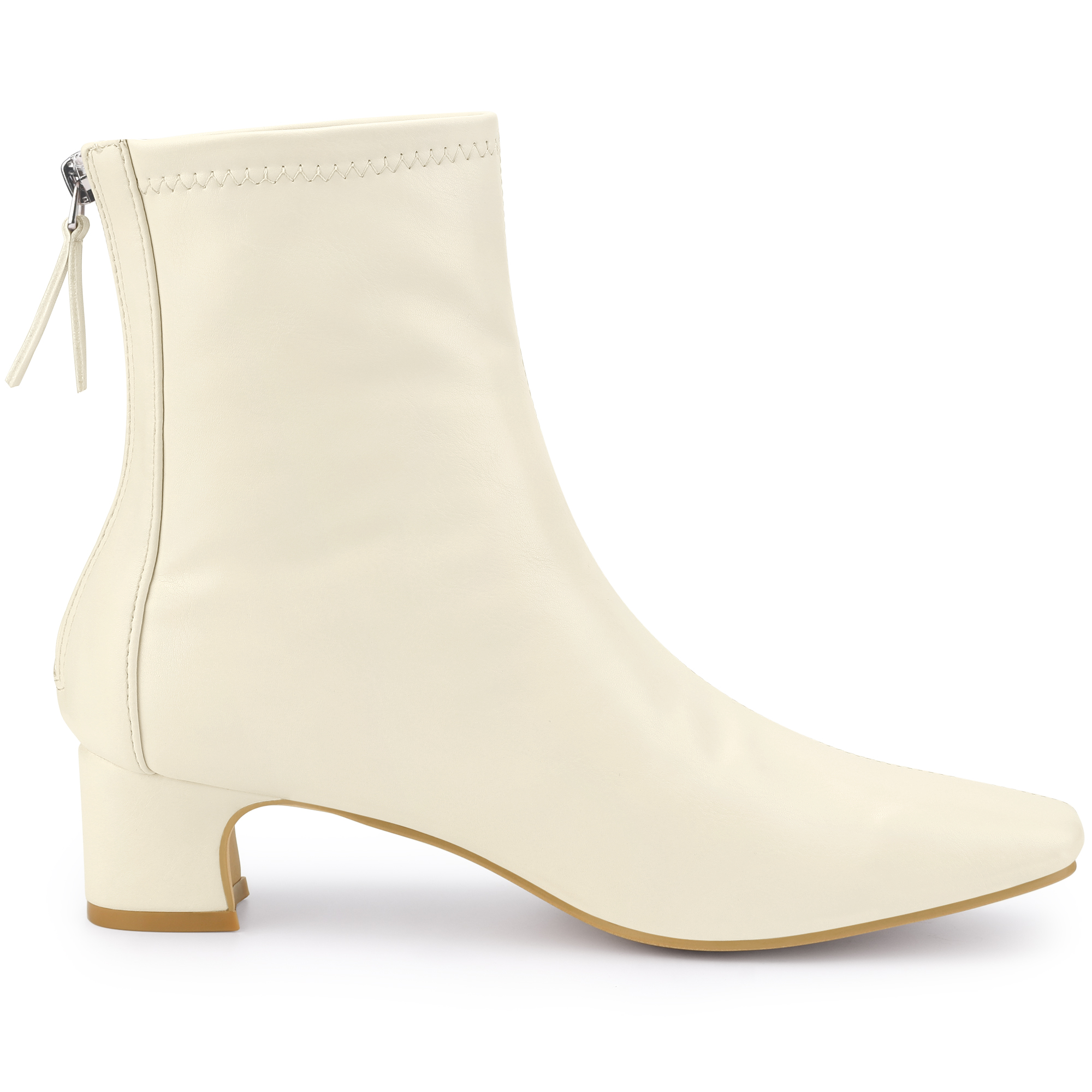 DARING DIVA Square Toe Block Heels Ankle Boots Cream 8.5