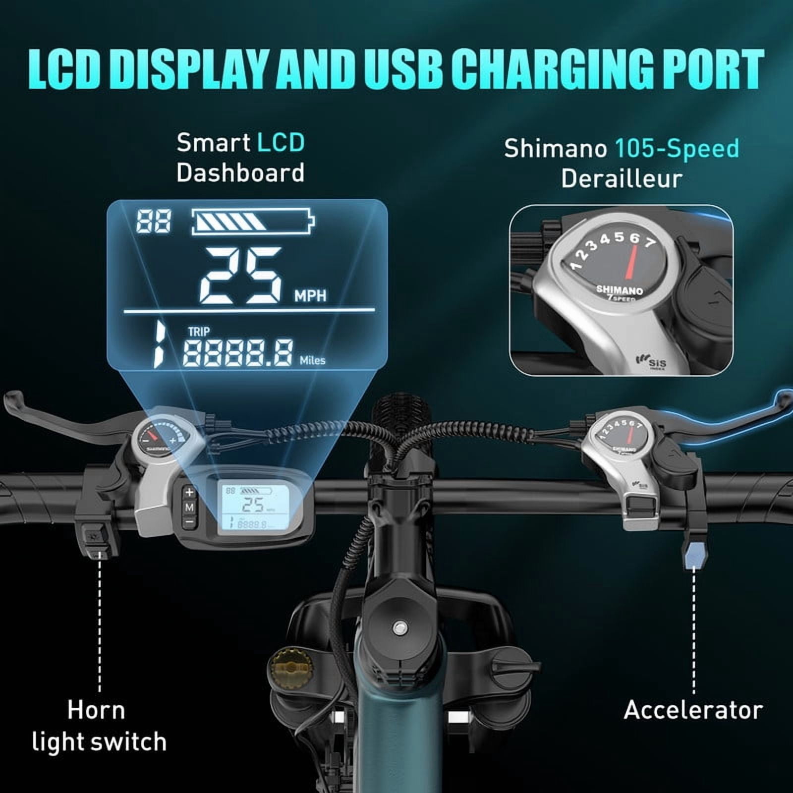Unibike 24'' Electric Bike, 400W Ebike for Adults, 40 Miles 25MPH Electric Bicycle with 36V 13Ah Battery, 21 Speed