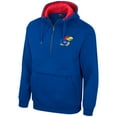 thumbnail image 2 of Men's Colosseum Royal Kansas Jayhawks Half-Zip Hoodie, 2 of 3