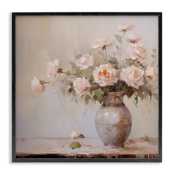 Stupell Industries Romantic Rose Bouquet Floral Painting Black Framed Art Print Wall Art, 12 x 12