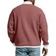 thumbnail image 5 of Dresfit Waffle Sweatshirt for Men Long Sleeve V Neck Polo Shirts Winter Spring Lightweight Textured Sweater Solid Color Collared Stand Big and Tall Knit Shirt Wine S, 5 of 6