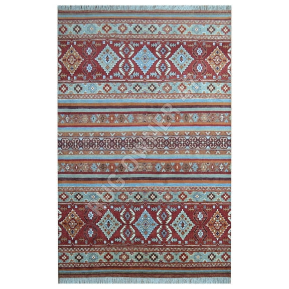 Serapi Handmade One-Of-Kind 8X10 Hand-Knotted Wool Area Rug Rust & Blue