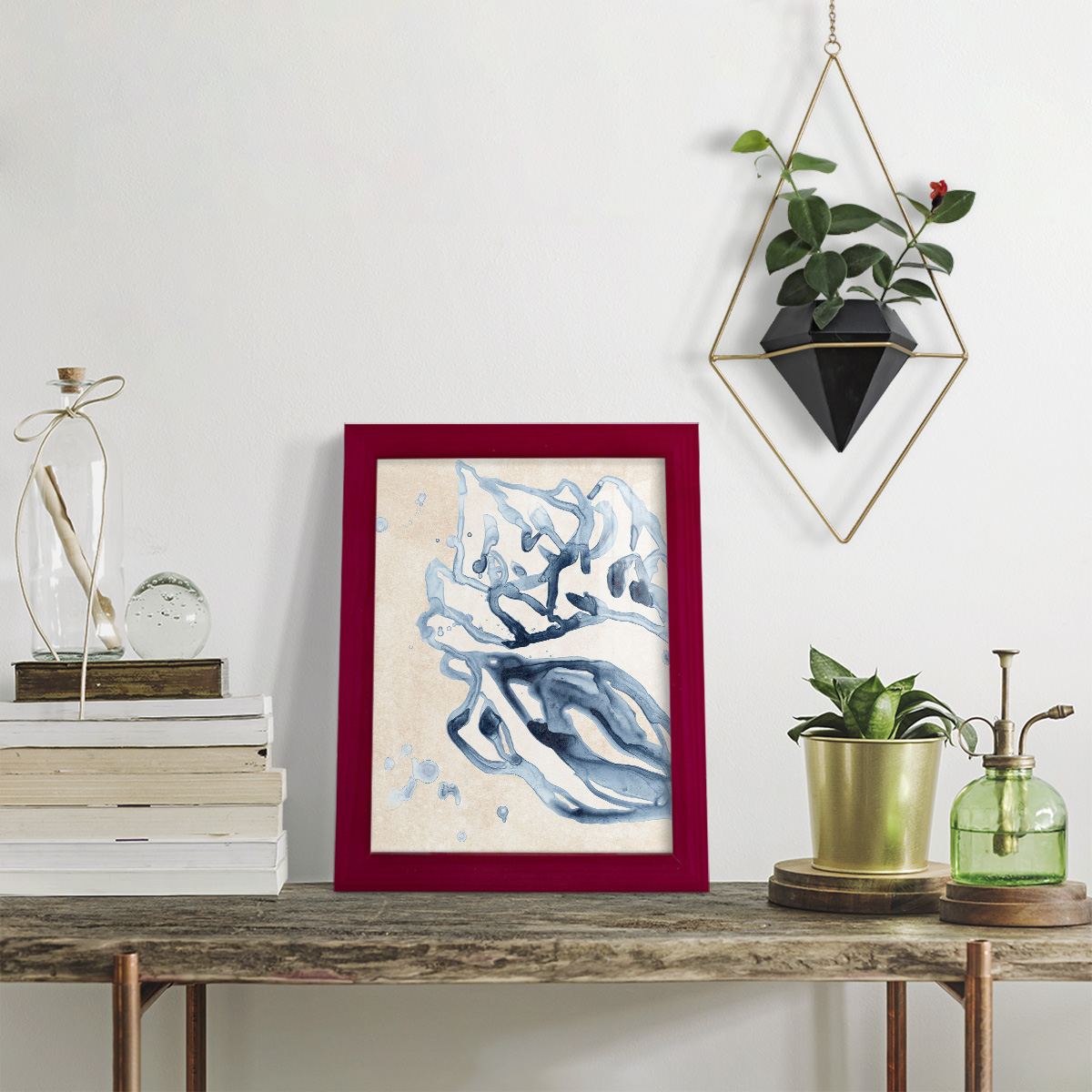 Water Shells II - Framed Print w/glass - Cherry Red