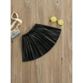 thumbnail image 3 of Kmbangi Kid Girl Leather Pleated Skirts Solid Color Knee Length Skirt, 3 of 8