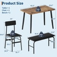 thumbnail image 2 of 4-Piece Dining Table Set for 4, Kitchen Table with Upholstered Bench & 2 Chairs, Space-Saving Furniture for Small Spaces & Apartments, 2 of 8