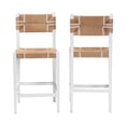 thumbnail image 3 of bali & pari Talli Paper Loom and White Mahogany Wood 2-Piece Bar Stool Set, 3 of 6