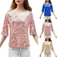 thumbnail image 5 of Dyfzdhu Sequin Tops for Women Round Neck Slim Glitter Sparkly Tops Short Sleeve Dressy Casual Blouses Blue, 5 of 6