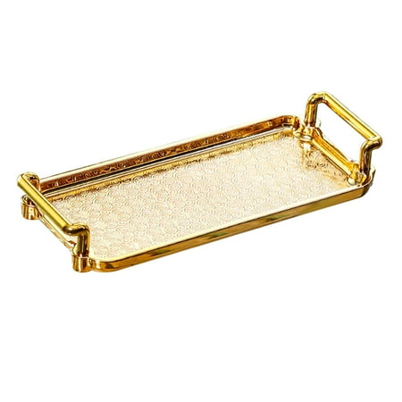 

European Style Serving Tray with Handles Golden for Kitchen Toilet Organizer 24x10cm
