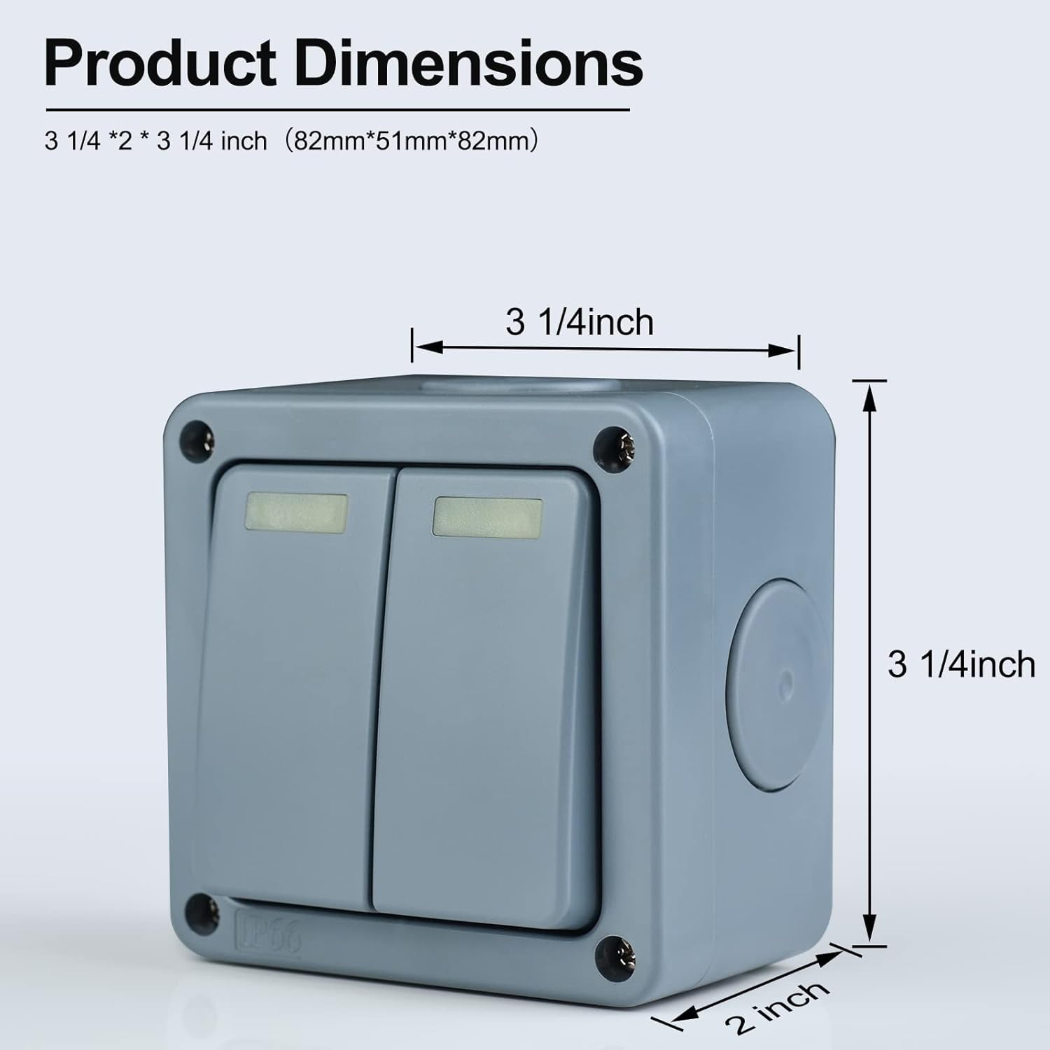 Waterproof  Outdoor Light Switch, GREENCYCLE 2PC 15A 125VAC 2-Gang 2-Way Dual Switch Storm Weatherproof Outdoor Switched 5-Pole Press Socket IP66 Rated