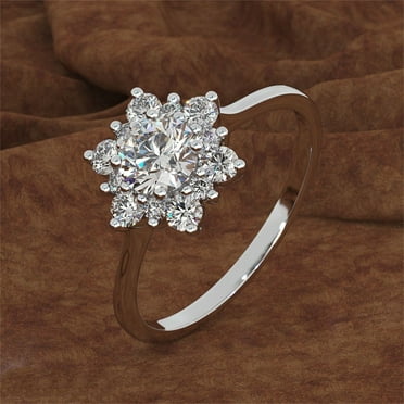 Ring for Women 925 Silver 14k Gold Rings 925 Sterling Natural Gemstone Full Diamond Snowflakes Flower Antique Ring Birthday Anniversary Jewelry Gift on Clearance
