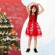 thumbnail image 2 of Traje de Papá Noel para niñas, disfraz de Navidad, disfraz de fiesta de cosplay, top, pantalones, sombrero, 2 piezas, trajes rojos, 5 a 6 años, 2 of 7