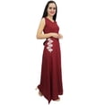 thumbnail image 3 of Bimba Women's Designer Embroidered Maxi Dress Sleeveless Maroon Party Wear-22, 3 of 6