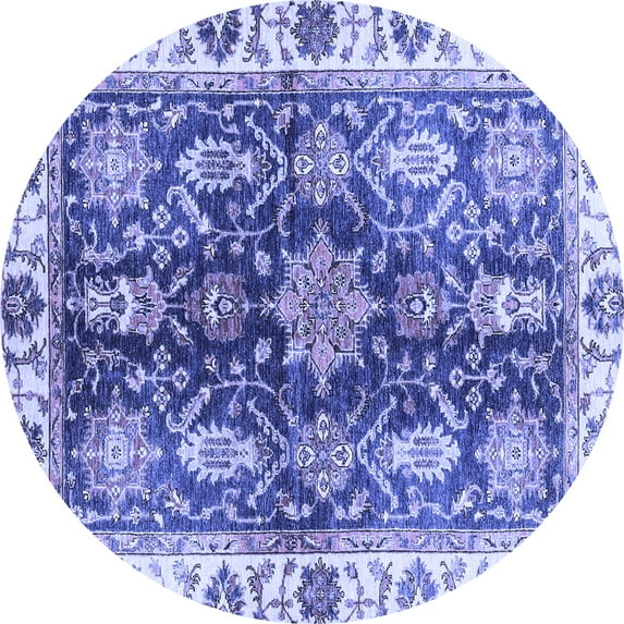 Ahgly Company Indoor Round Oriental Blue Traditional Area Rugs, 8' Round