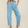 thumbnail image 6 of Women's Solid Color Wide Leg Pants with Elastic Waistband, Casual Long Pants with Belt Loops And Pockets., 6 of 10