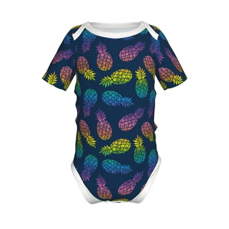 

Adobk Abstract Bright Pineapple Fruit Retro Print Baby Climbing Clothes Jumpsuit Rompers Classic Rompers Child Short sleeve Bodysuits-6 Months
