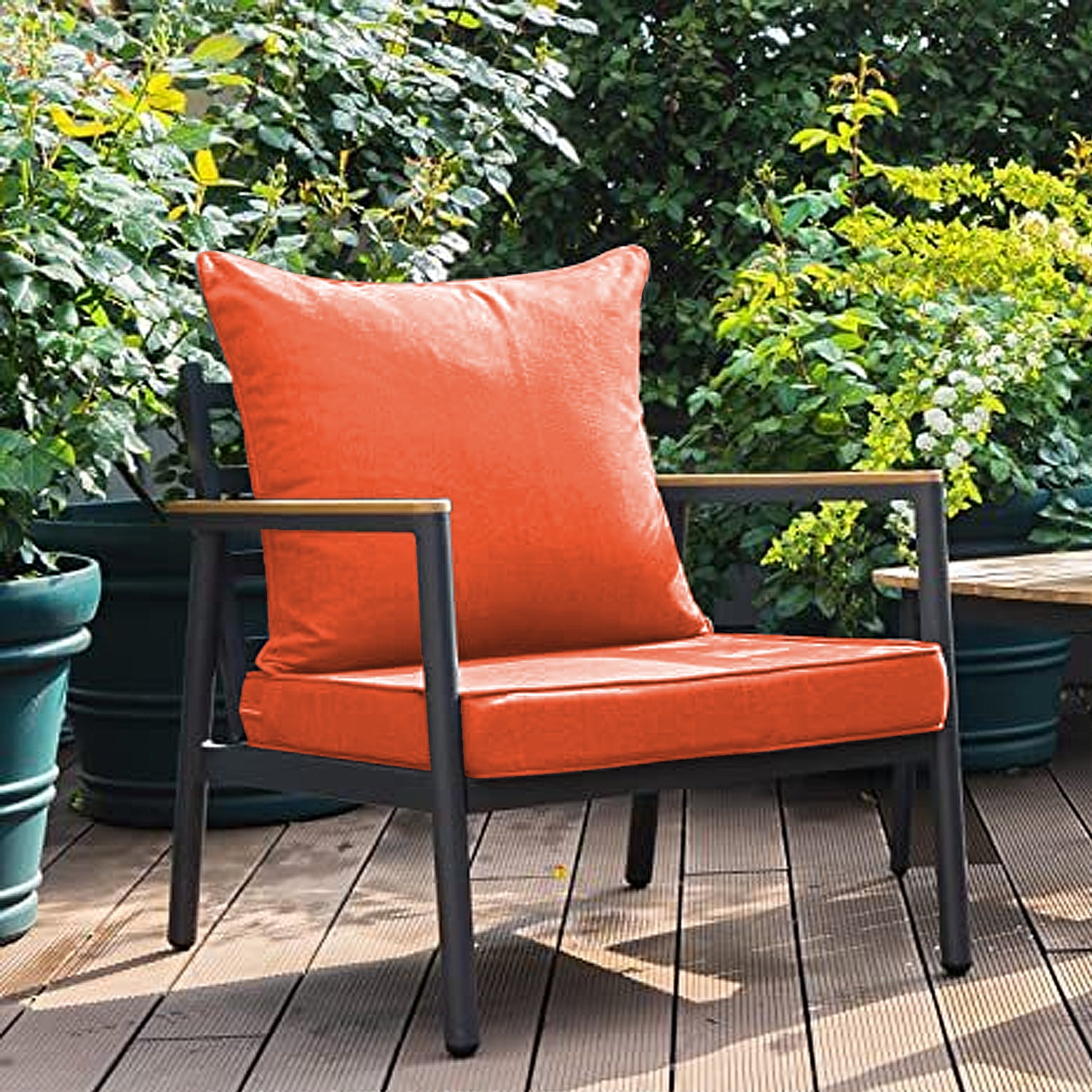 Outdoor Seat Cushions for Patio Furniture Set of 24x24 Inch for Waterproof Replacement Cushions with Removable Cover for Chair Yard Garden Deck，Orange