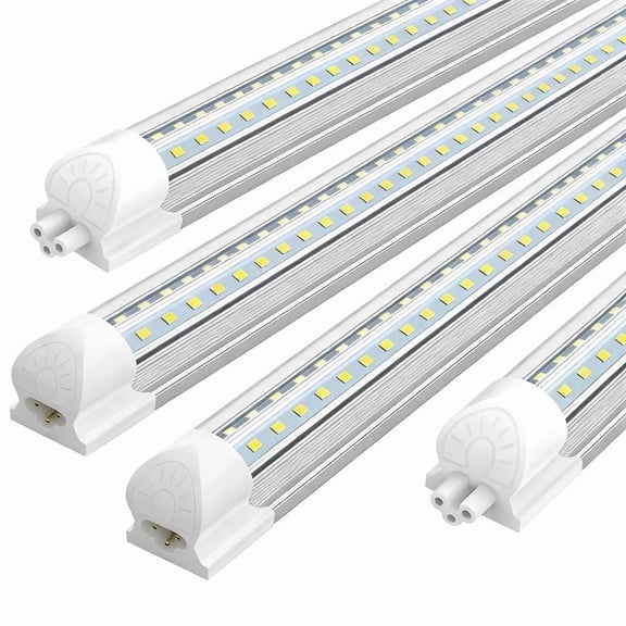 JESLED V Shape T8 8ft LED Shop Light Fixture Linkable, 72w 5000K Daylight 4-Pack