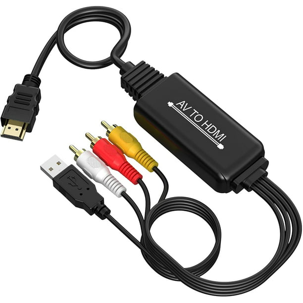 RCA to HDMI Converter, to cable, 3 RCA CVBS Composite 1080P HDMI AV Adapter Supporting PAL NTSC for Laptop, TV, STB, VHS, VCR Camera, DVD Etc - Walmart.com
