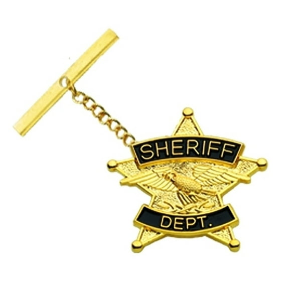 SHERIFF DEPT., Tie Tac w/Jewelers Clutch, Chain  Bar, Enameled, 7/8