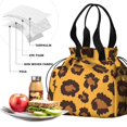 thumbnail image 4 of Yellow and Black Of Leopard Print Drawstring Lunch Bag Women - Drawstring Lunch Bag Insulated for Work Office - Stain-Resistant Large Lunchbags for Women with Multi-Pockets, 4 of 6