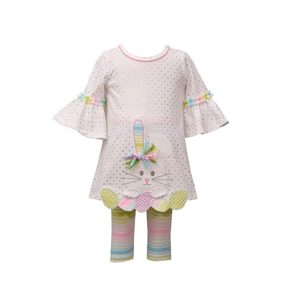 Bonnie Jean Girls Holiday Easter Bunny Egg Hem Capri Set (Ivory, 12 Months)