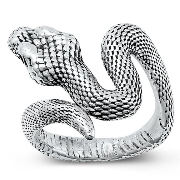 Beautiful Snake Ring .925 Oxidized Sterling Silver Band Jewelry Female Male Unisex Size 7