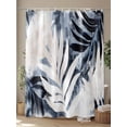 thumbnail image 4 of Fsddascl Vintage Navy Blue Botanical Shower Curtain Set - 60" x 72" Washable Bathtub Curtain with 12 Hooks, Modernism Tropical Leaves Waterproof Fabric Stall Shower Curtains for Bathroom/Bathtub, 4 of 6
