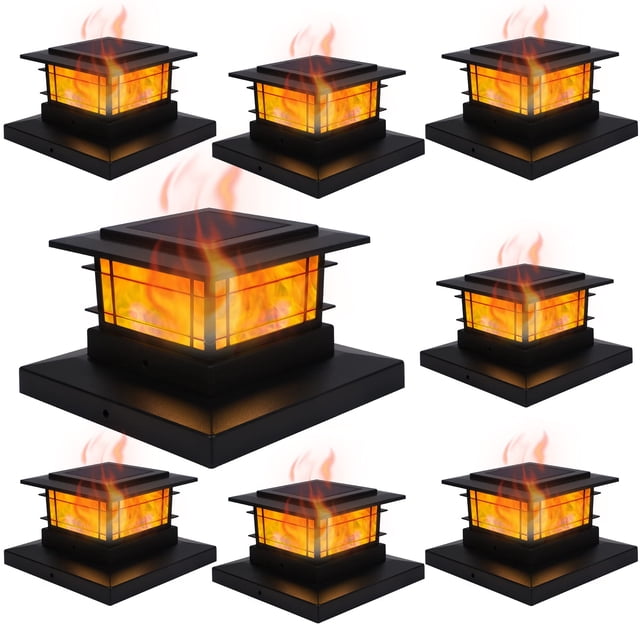 Solar Post Cap Lights Dynaming, paquete de 8 unidades, Flickering Flame