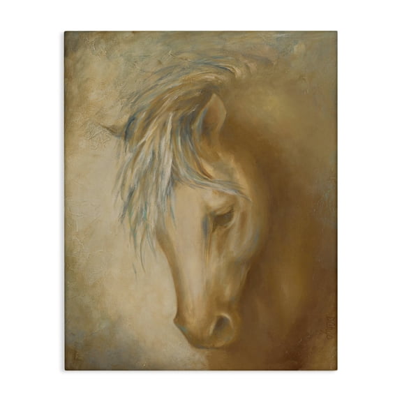 Stupell Industries Transitional Horse Portrait Blue Yellow Animal Canvas Art, 16 x 20, by Dina D'Argo