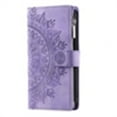 thumbnail image 5 of Jiahe Cover for iPhone 11, Wallet Case with Card Holder and Crossbody Lanyard, Flip Leather Flower Pattern Magnetic Closure Zipper Pocket Case Kickstand Shockproof Cover, purple, 5 of 6