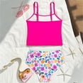 thumbnail image 4 of Ccpelsie Girls Swimsuit Bikini Set 2 Piece Bathing Suits Color Block Criss Cross Swimwear(Hot Pink,7-8 Years), 4 of 5