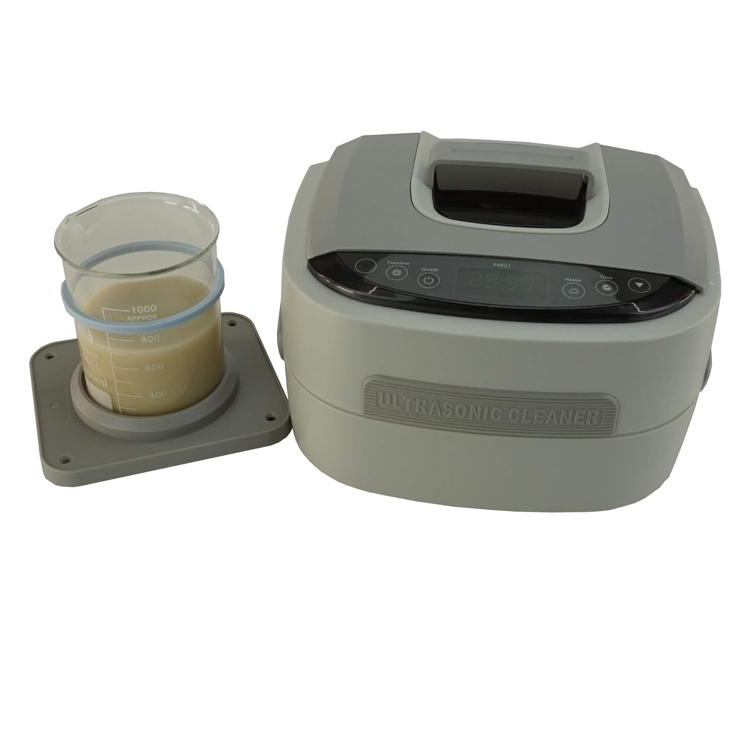 iSonic Ultrasonic Cleaner P4821, 2.5 L Capacity, 60 W Stack Transducer, Beige, Includes 1000 ml Beaker Holder Set