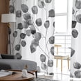 thumbnail image 4 of Sheer Curtains 63 inches Long, Black Gradient Leaves Light Filtering Sheer Window Curtains Rod Pocket Voile Drapes for Bedroom Living Room, 52"W x 63"L 2 Panels, 4 of 7