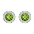 thumbnail image 3 of 1.18 ct Screw-Back Stud Earrings for Women | 5mm Round Cut Natural Peridot | 18K White Gold, 3 of 5