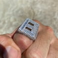 thumbnail image 6 of Men's Real Solid 925 Sterling Silver Initial Letter E Iced Baguette Flooded Out Big Hip Hop Ring Size 9, 6 of 11