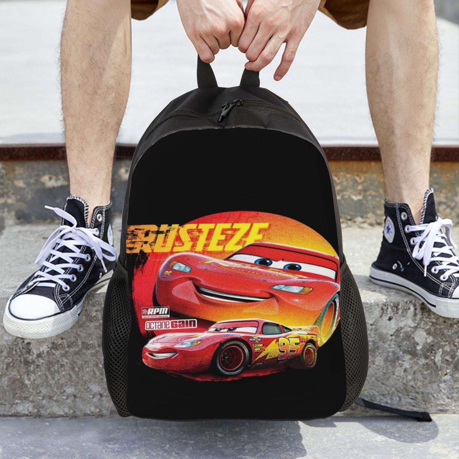 Lightning McQueen Anime Backpack Cartoon Travel Bags 3D Printed Casual Daypacks Multipurpose Backpacks