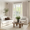thumbnail image 4 of KoshiMe 100% Blackout Faux Linen Curtains, 52x84 Inches 2 Panels Set, Thermal Insulated Rod Pocket Privacy Curtain Panels for Living Room Bedroom, Cream, 4 of 6