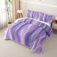 thumbnail image 3 of jejeloiu Abstract Wave Lines Quilt King Kids,Dreamy Purple Flowing Pattern King Coverlet Set For Girls,3-Piece, 3 of 7