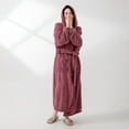 thumbnail image 3 of Penkiiy Womens Plush Soft Robe Warm Fleece Shawl Collar Bathrobe Fluffy Long Robes with Pockets Purple, 3 of 3